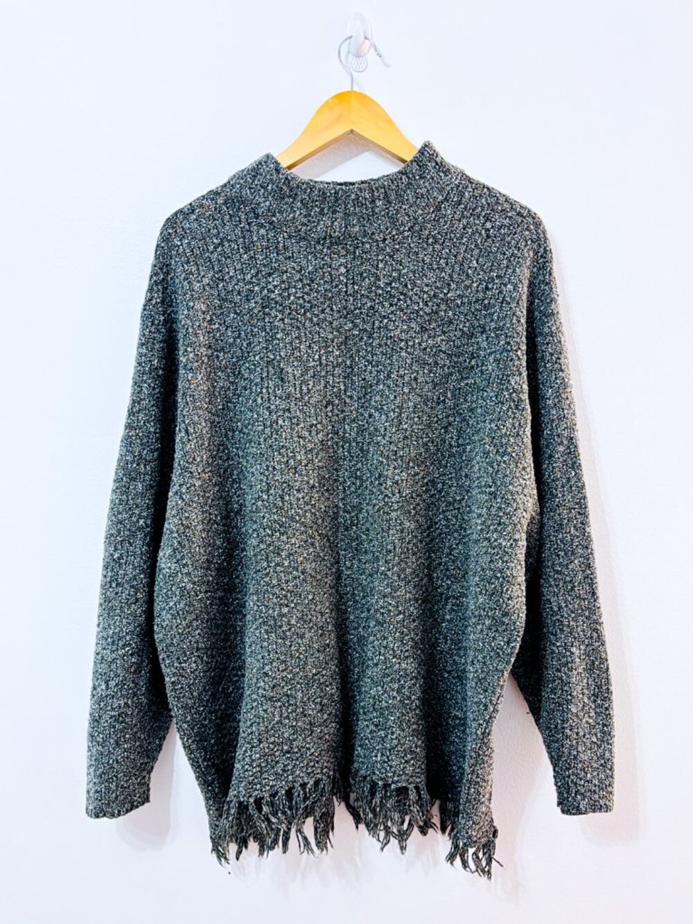 AE SPORTS AND CO. Green Knit Sweater | Fringe Cozy Relaxed | Size 3X